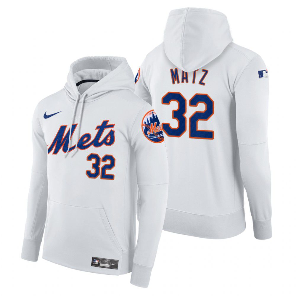 Men New York Mets #32 Matz white home hoodie 2021 MLB Nike Jerseys
